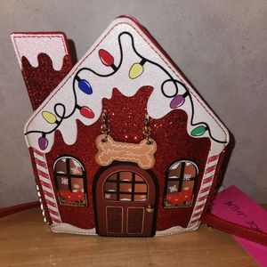 Betsey Johnson Gingerbread Christmas Holiday House Crossbody Handbag